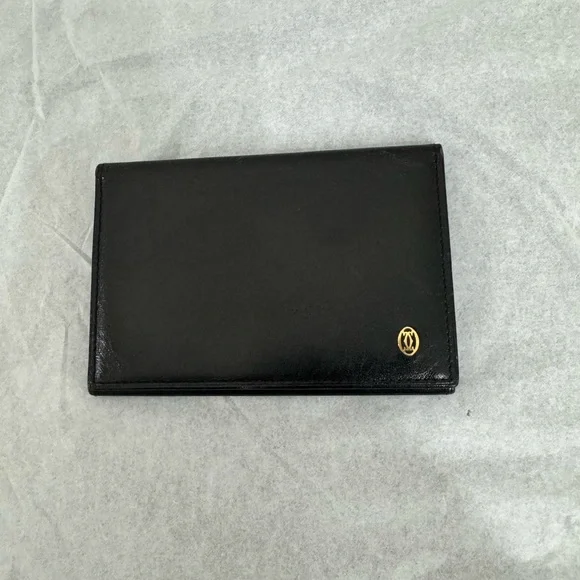 Cartier Pasha de Cartier Card Holder Card Case Black Leather Wallet AUTHENTIC - Picture 2 of 10